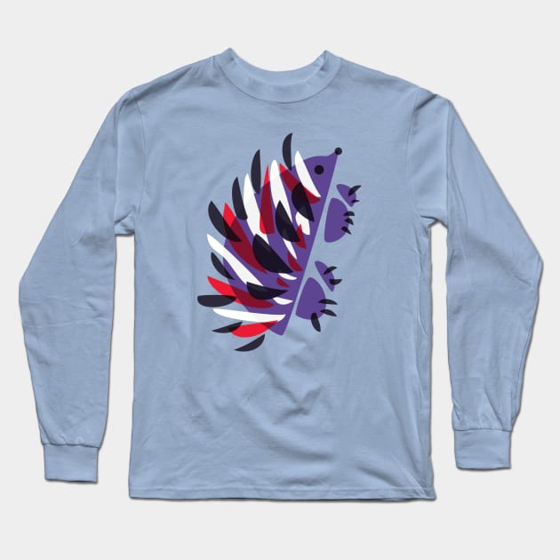 Cute Purple Hedgehog Long Sleeve T-Shirt by Boriana Giormova